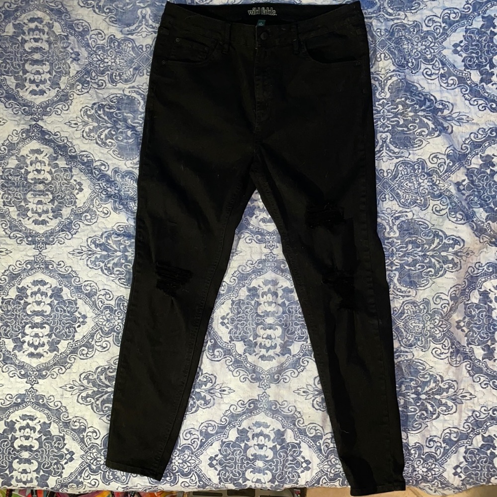 High Waisted black ripped jeans